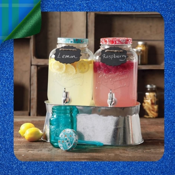 🎁 New Pioneer Woman Homemade Goodness Clear Drink Dispenser Set - Picture 1 of 7